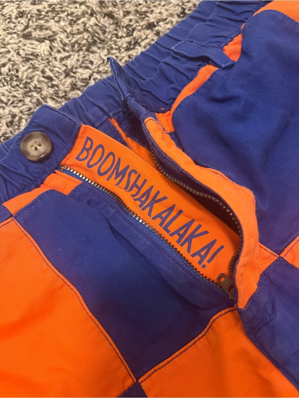chubbies Orange and Blue Checkerboard Flat Front Shorts - Picture 3 of 5
